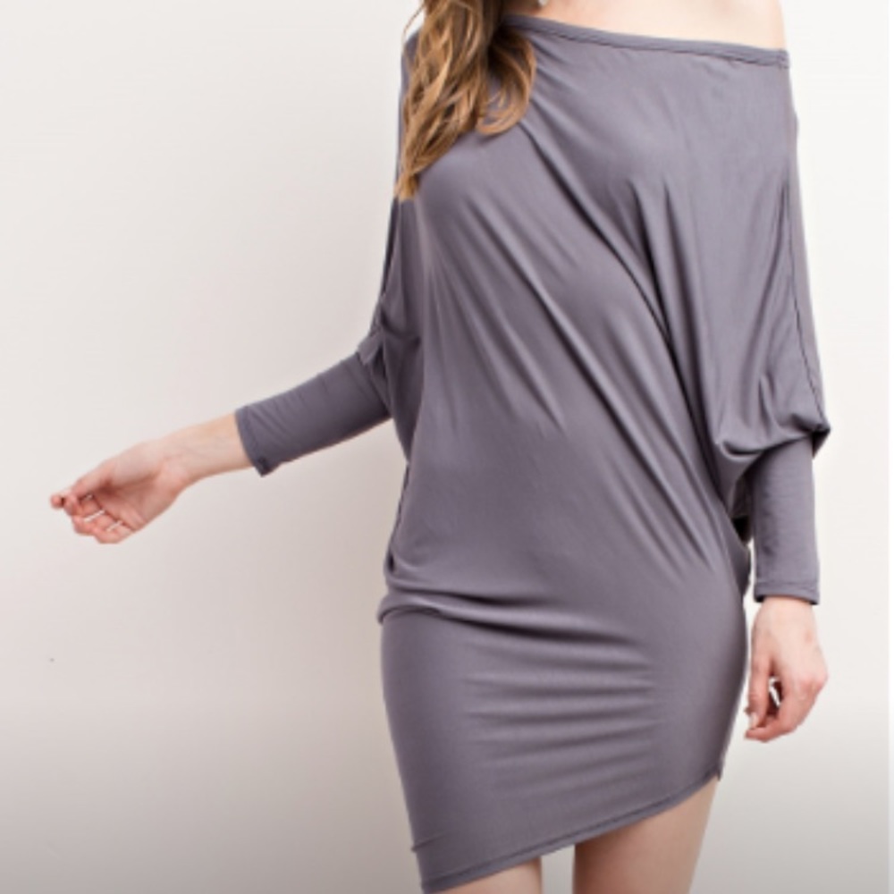 Asymmetrical Off The Shoulder Kimono Style Dress